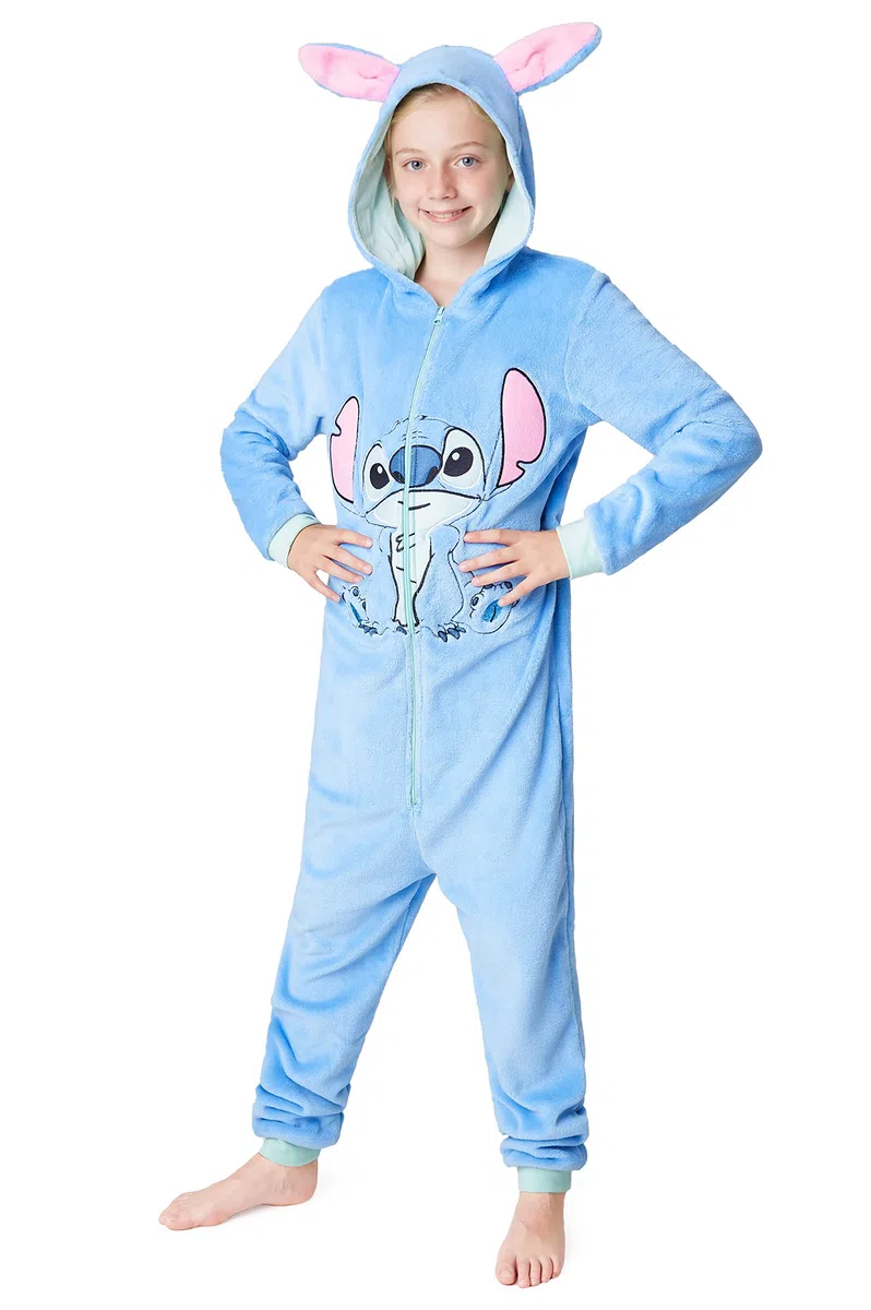 Disney Stitch Onesie Mädchen, Kuschelige Warm Einteiler Schlafanzug Kinder, Baby Yoda Geschenke für Mädchen Weihnachten