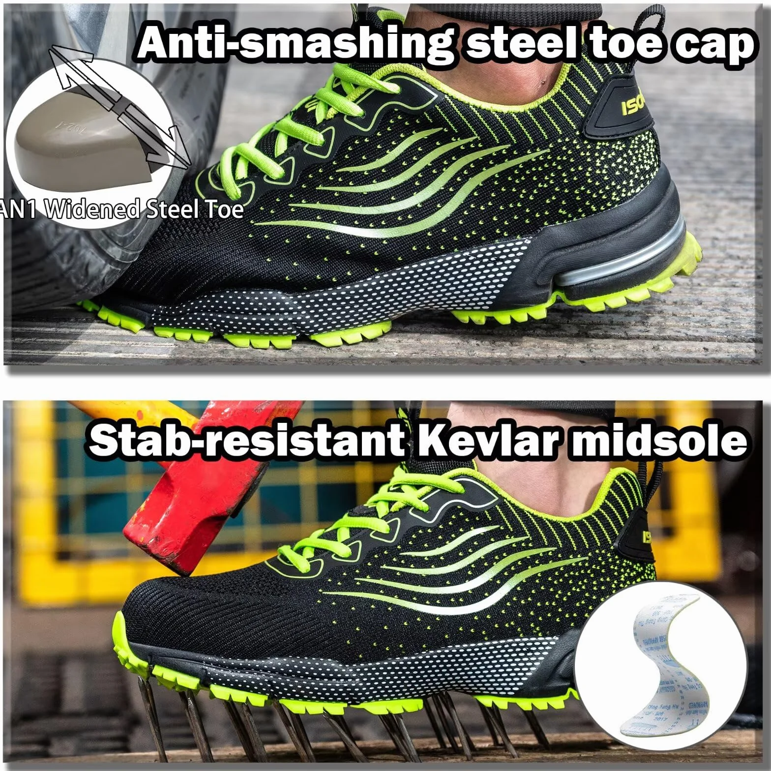 ISOOUS Sicherheitsschuhe Herren Damen Arbeitsschuhe Leicht Atmungsaktiv rutschfest Stahlkappe Schutzschuhe