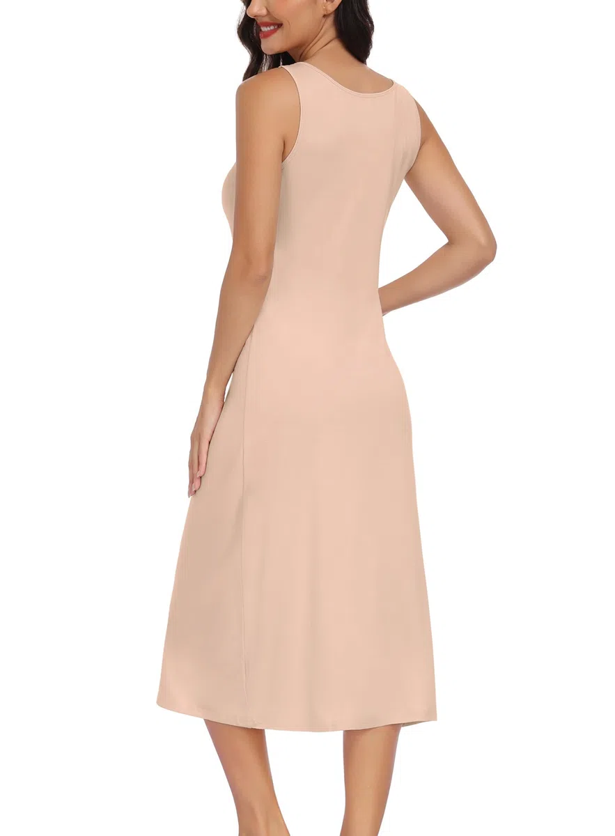 Lovasy Unterkleid Damen Sommer Extrem Lang Breite Schultergurte Modal Unterkleider für Damen Sexy Nachthemd Full Slip