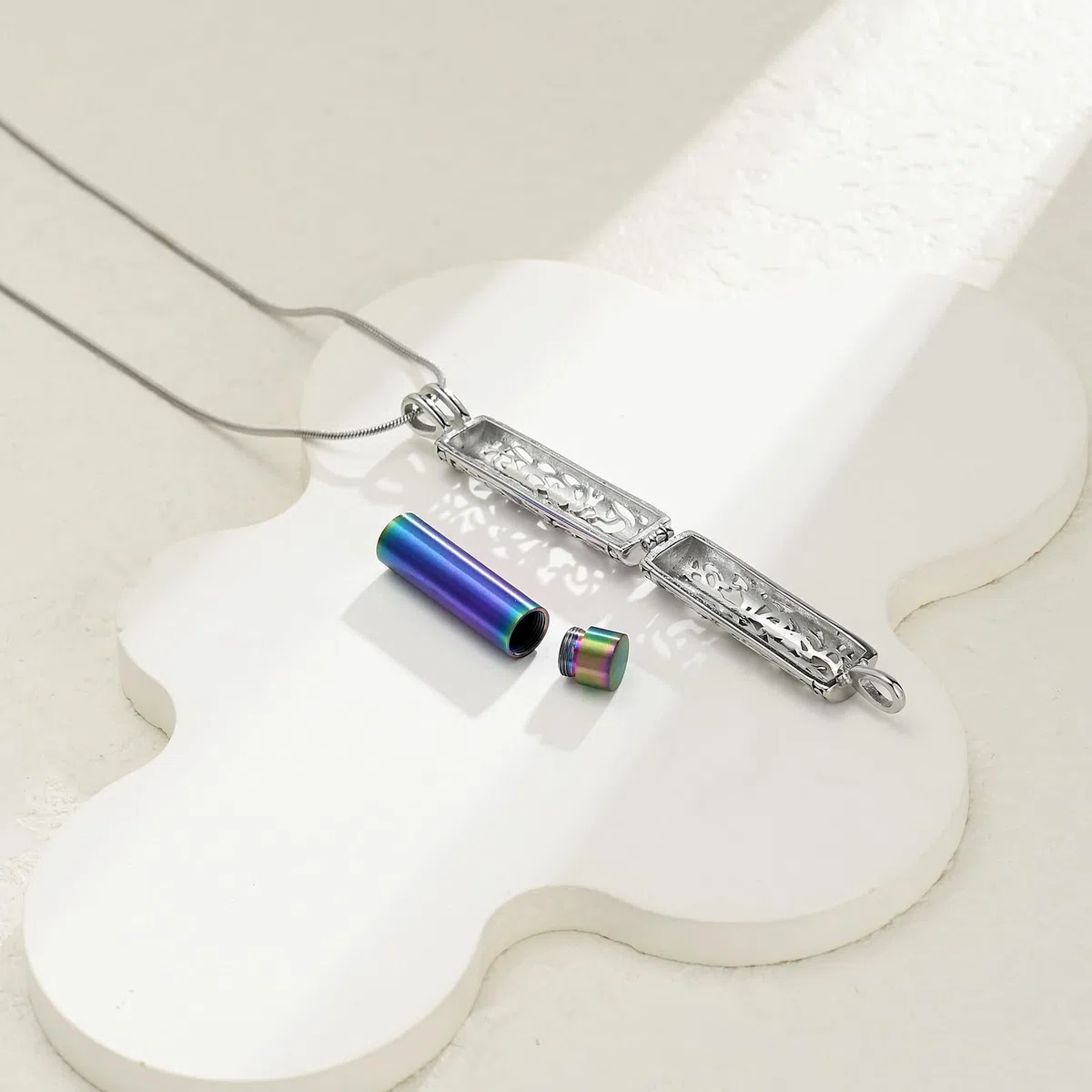 Zylinder Kremation Schmuck Baum des Lebens Urne Asche Halskette für Frauen Männer Fläschchen Kremation Asche Anhänger Geliebte Memorial Schmuck