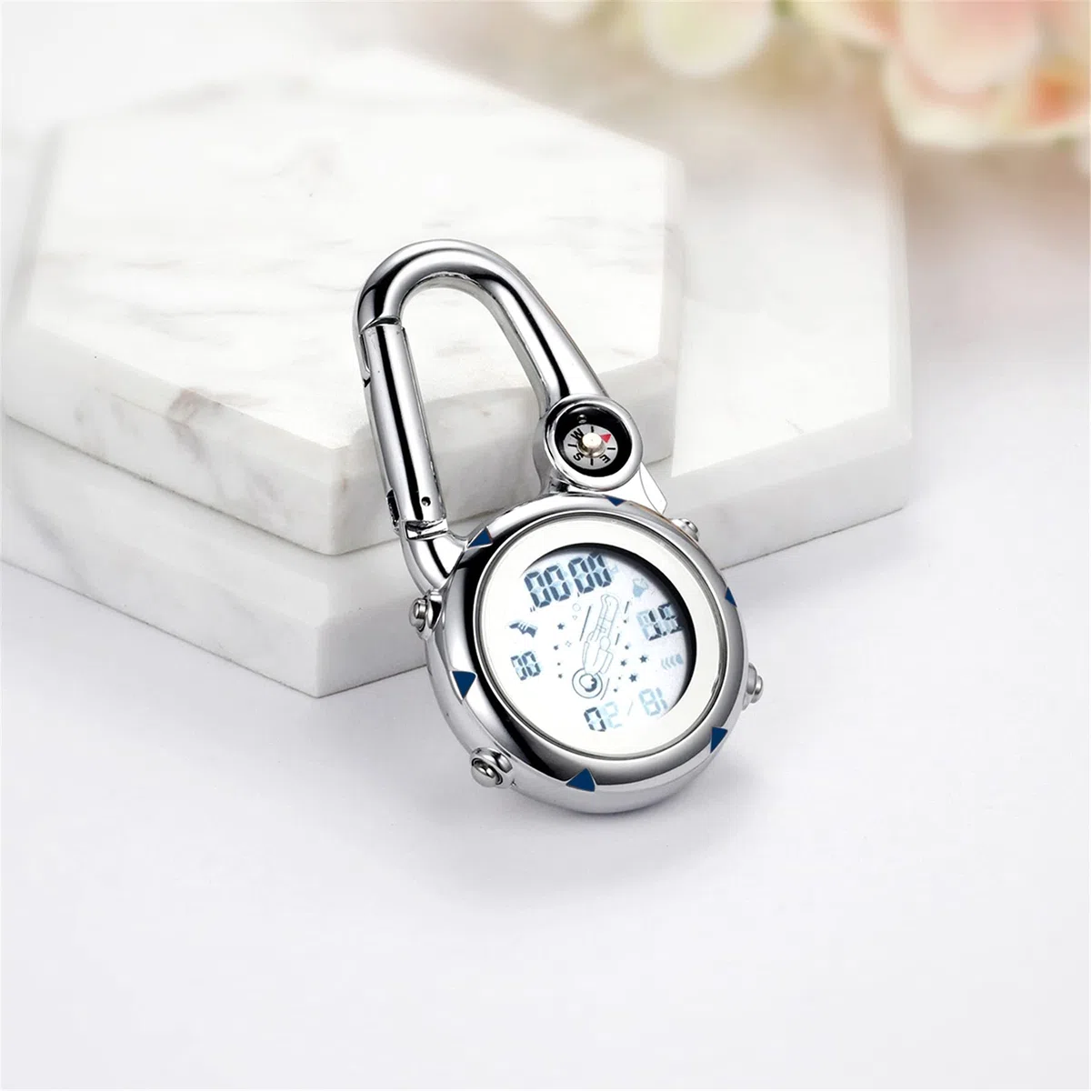 JewelryWe Karabineruhr Digital Taschenuhr mit Karabiner Digitaluhr Elektronische Uhr für Ärzte Krankenschwestern Sanitäter Outdoor