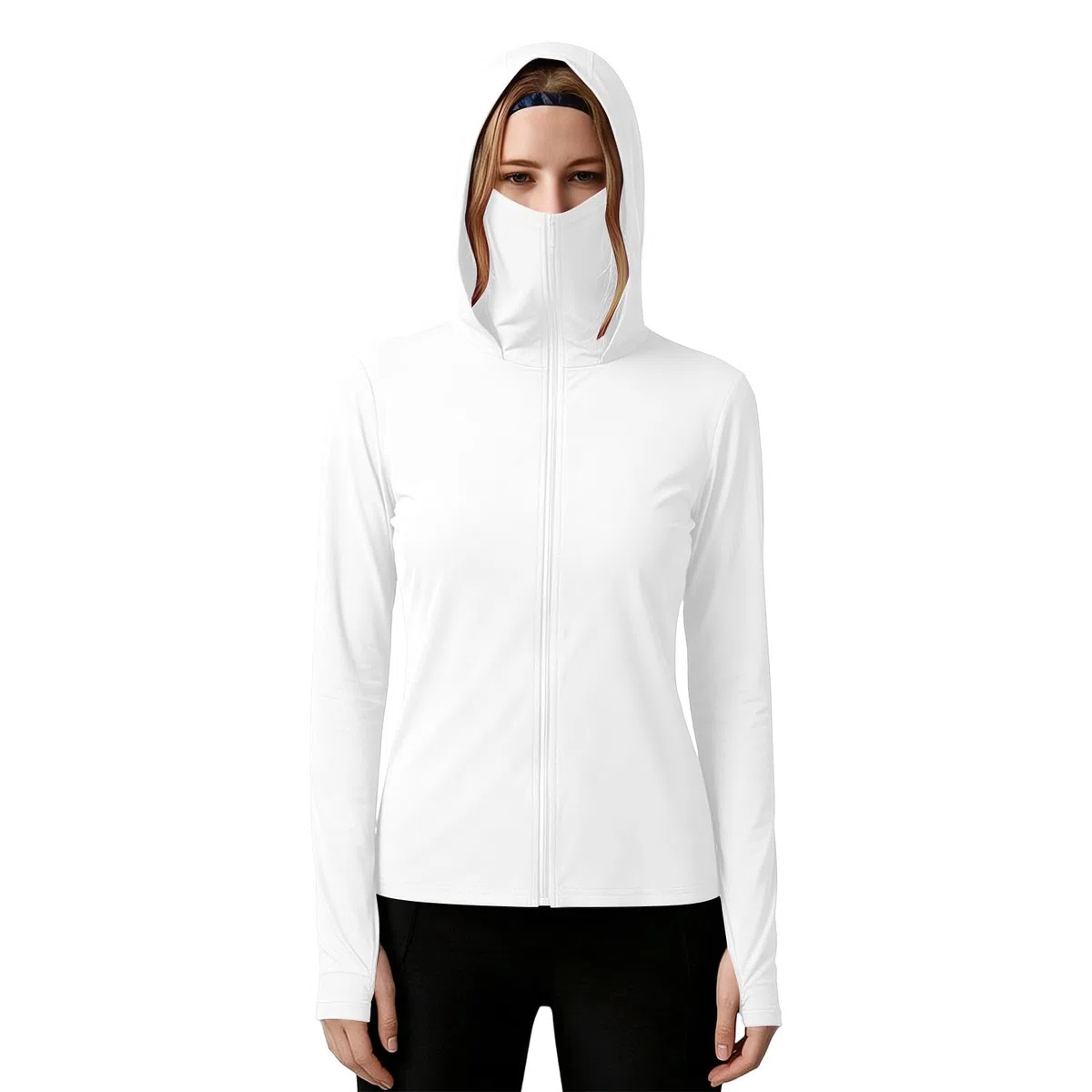 UPF 50+ Sonnenschutz Sommerjacke Damen Sonnenschutz Hoodie Full Zip Laufshirt Langarm Leichte Dünne Sportjacke mit Taschen Schnelltrocknend Trainingsjacke Einfarbig Sportshirt