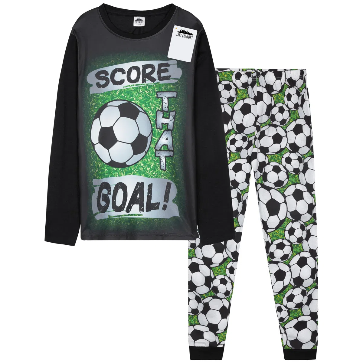 CityComfort Schlafanzug Jungen Lang Weich Pyjama Set mit Coolen Designs Gamer Order Fussball Lounge Wear Geschenke Jungs Teens