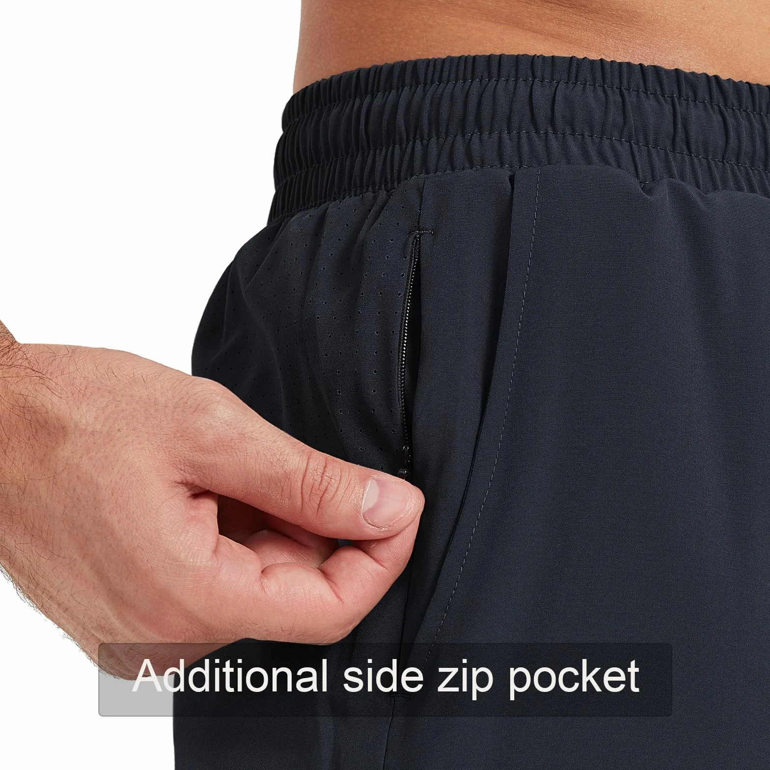 Herren Sporthose Kurz Laufshorts Kurze 2 in 1 Running Shorts Mit Eingebaut Taschen