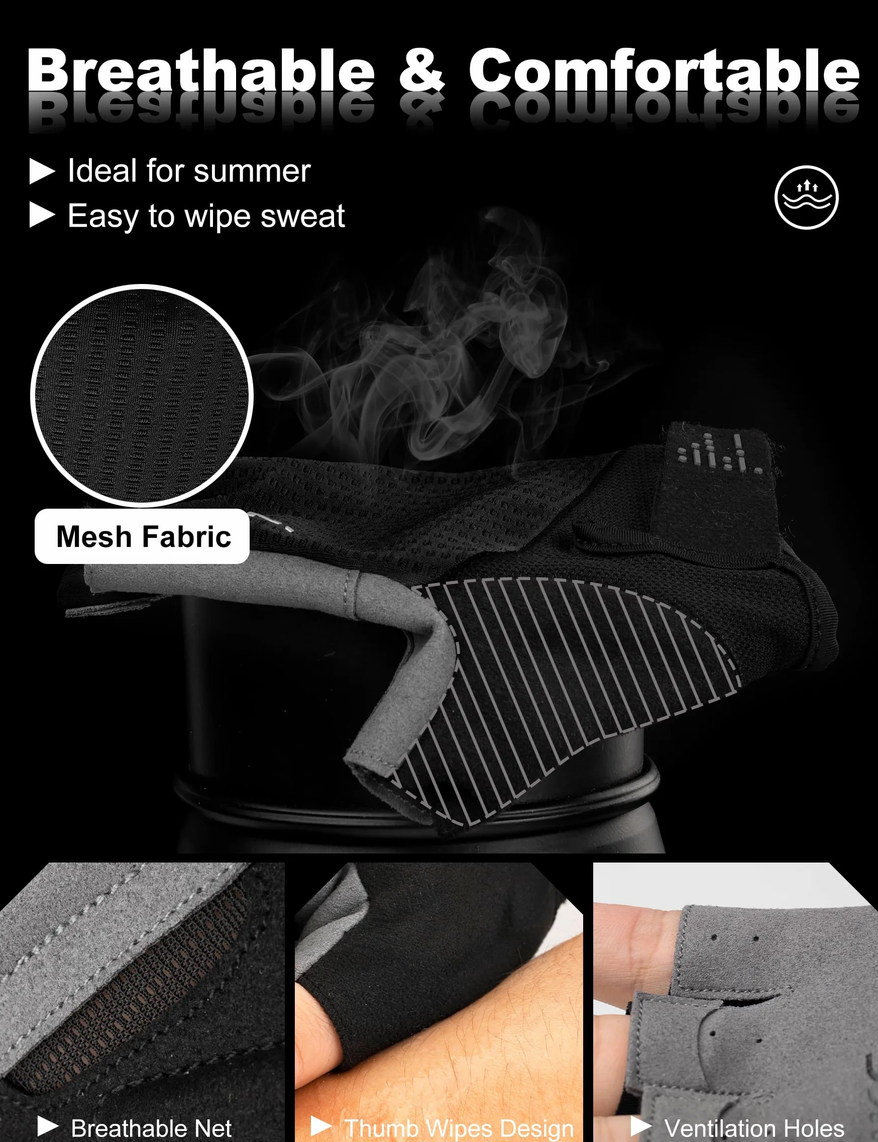 INBIKE Fahrradhandschuhe Herren Halbfinger Sommer Stoßfest Elastisch Atmungsaktiv Reflektierend IHC215
