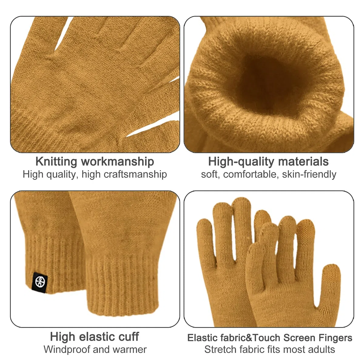 Baynetin Mütze Schal & Handschuh-Sets 3in1 Unisex BeanieMütze Touchscreen Handschuhe und Loop Schal Set mit Weiches Fleecefutter für Outdoor Sport Joggen Skifahren