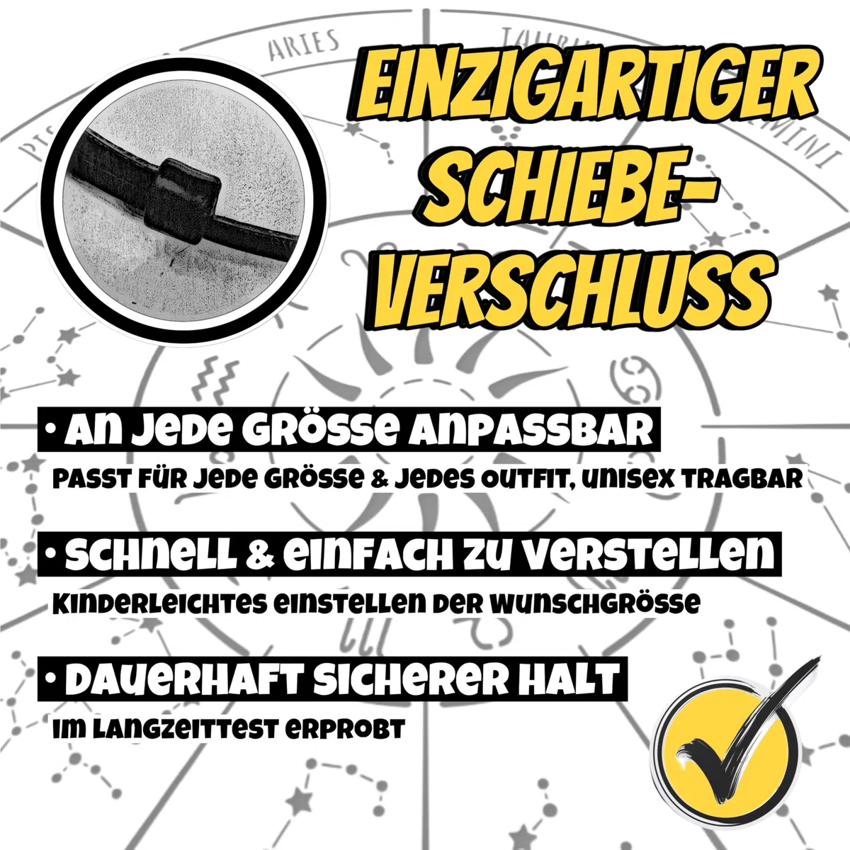 HANA LIMA 1 von 12 Sternzeichen Tierkreiszeichen an verstellbarer Halskette Horoskop Horoscope Lederkette Surferkette