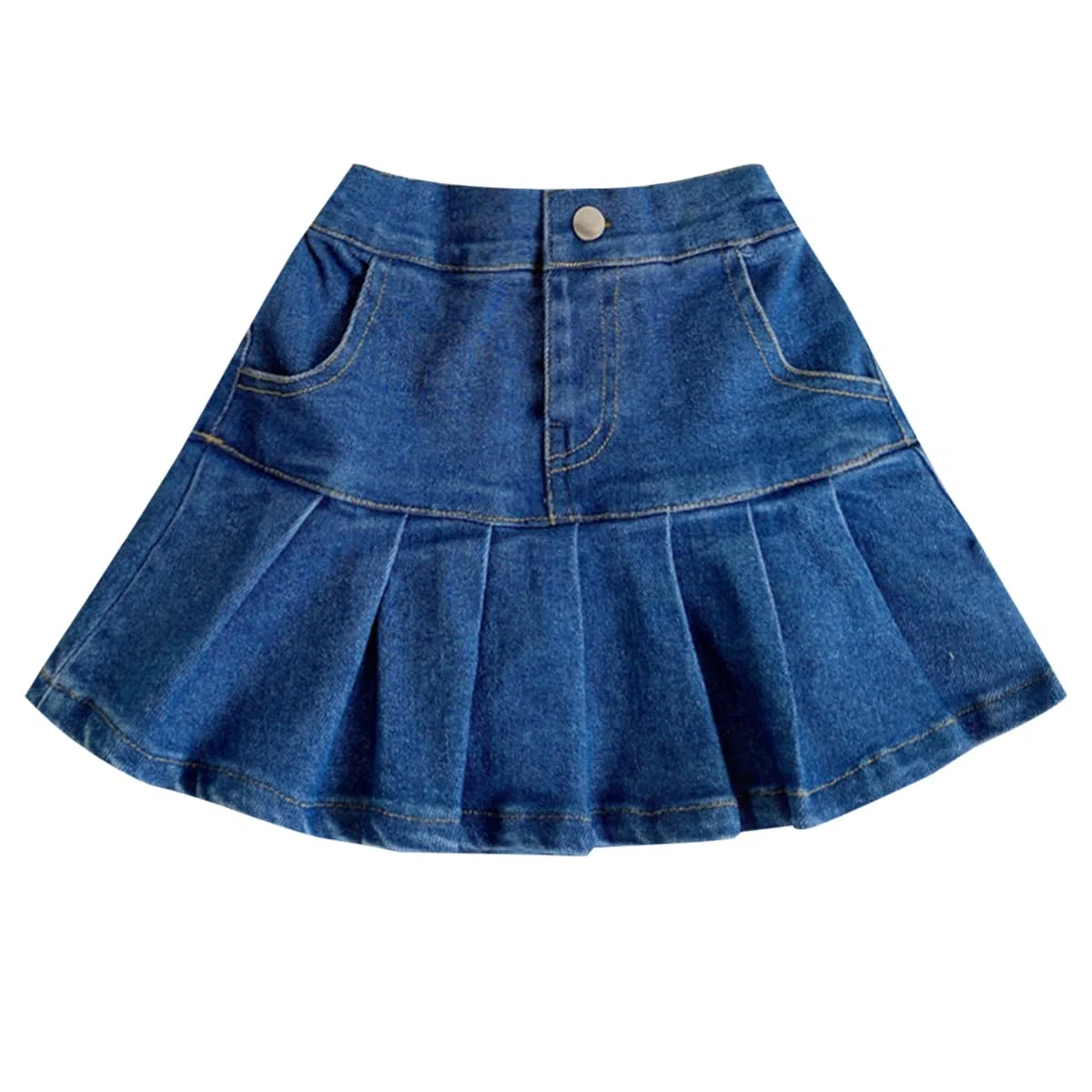 2 in 1 Baby-Mädchen Denim Rock mit Shorts Gr. 80/86/92/98 Mädchen Faltenrock A-Linie Mini Denim Kurzen Rock 104/116/122/128/134 Minirock Jeans Skirt Rock Kurz Hose 1-9 Jahre