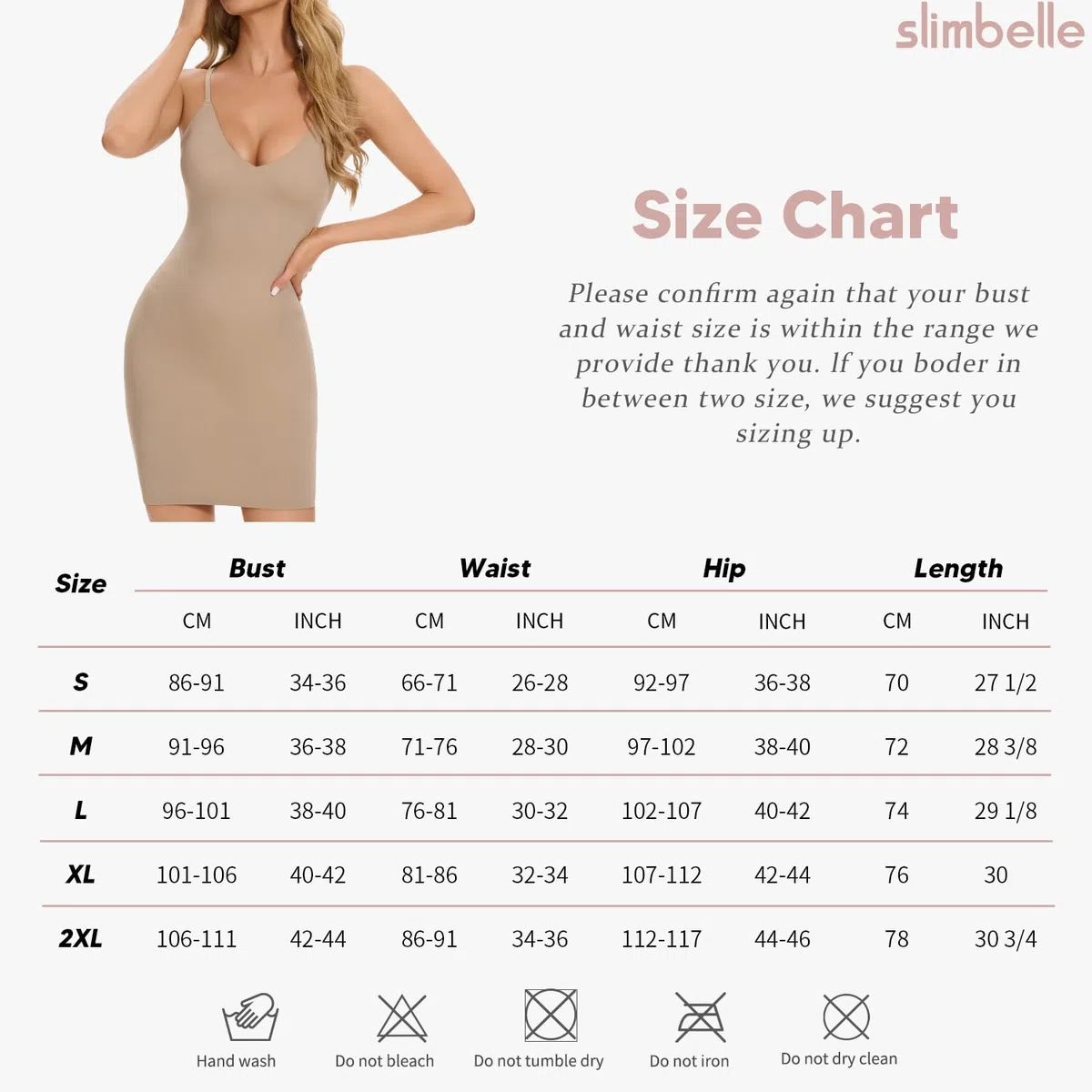 SLIMBELLE Miederkleid Damen Bauchweg Formend Unterkleid Leicht Shaping Shapewear Butterback Shaping Formkleid Nahtlose Rückfrei Full Silps
