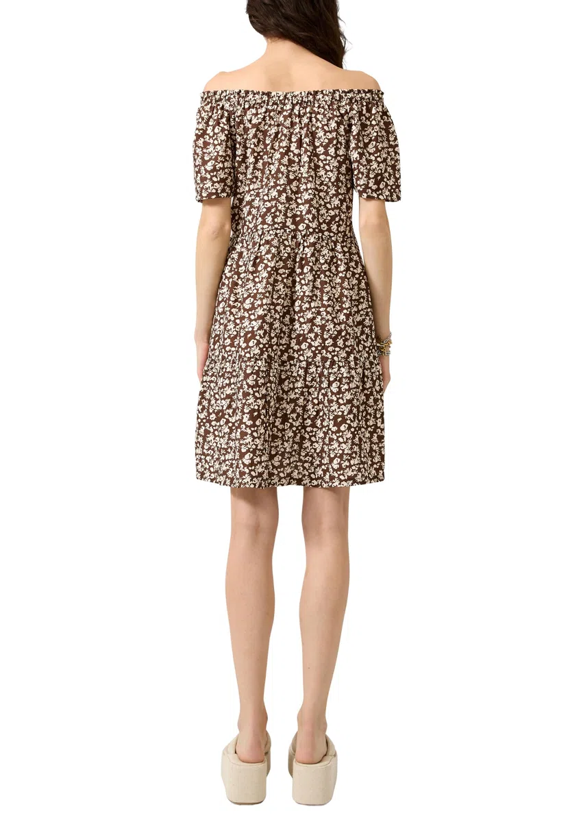 QS Viskosemix-Kleid mit Carmenausschnitt