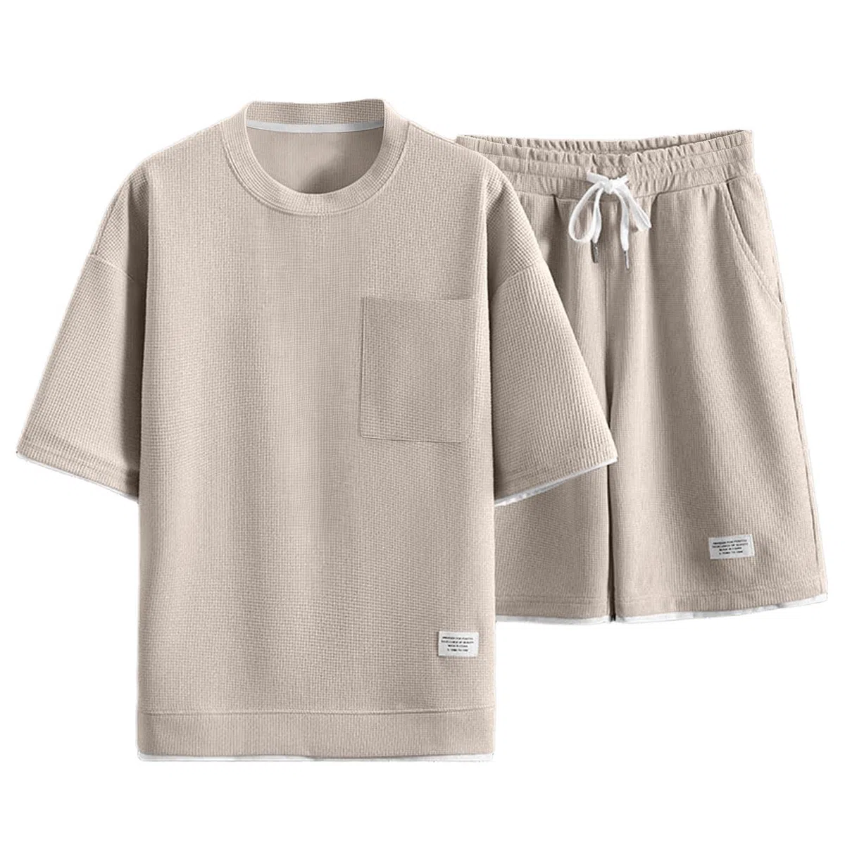 2 Teiler Herren Sommer, Outfit Herren Waffle Sportanzug T-Shirt Und Shorts Set Trainingsanzug Jogginganzug Kurz Zweiteiler Freizeitanzug Sport Kleidung Männer Große Größe S-4XL