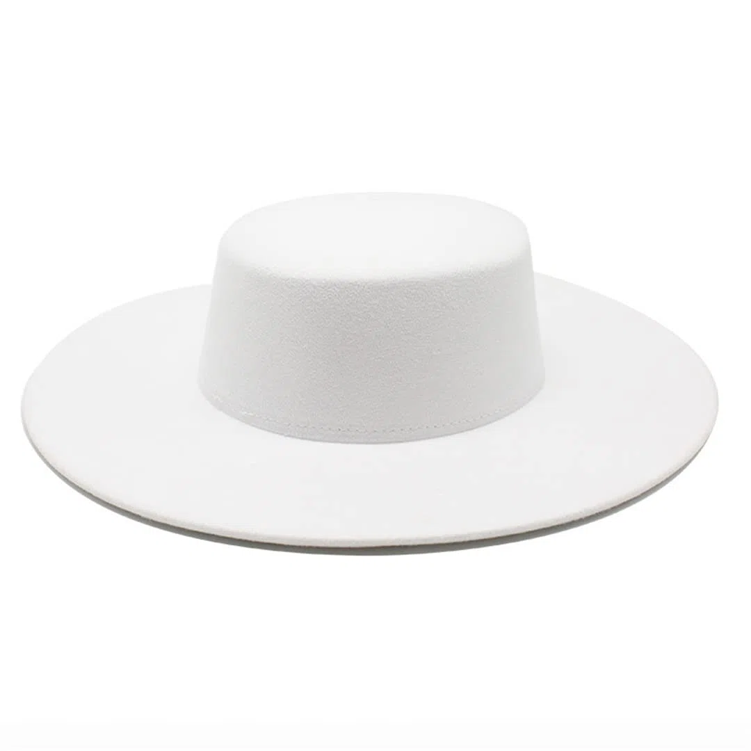 Französischer Damenhut, große breite Krempe, 10 cm, Fedora-Hut, Winter, Wolle, Derby, Hochzeit, Jazz, Hut, flache Oberseite aus Filz