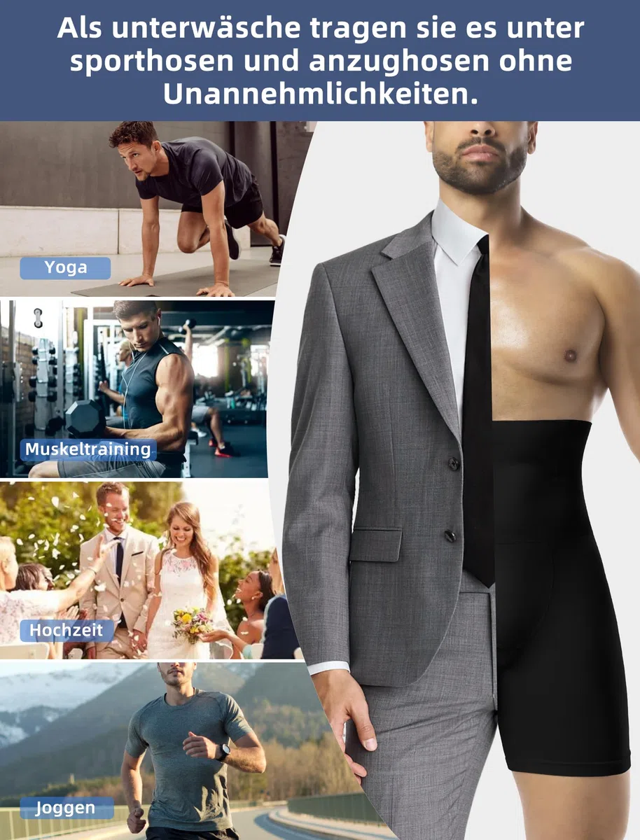 MISS MOLY Shapewear Boxershorts Herren Hohe Taille Kompressionsshorts Nahtloses Figurformende Unterwäsche Herren Body Shaper Bauch Kontrolle Bauch Weg Retroshorts