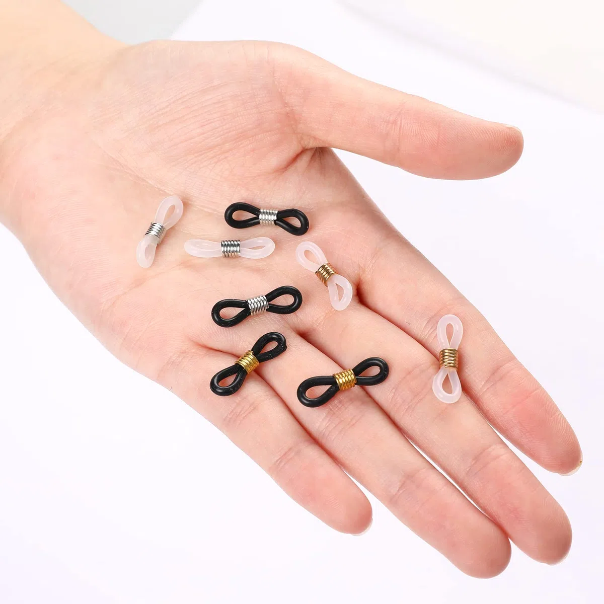 Sliverdew 100 Stück Brillenkette Verbindung, Brillenkettenhalter Silikon Brillenkettenverbinder