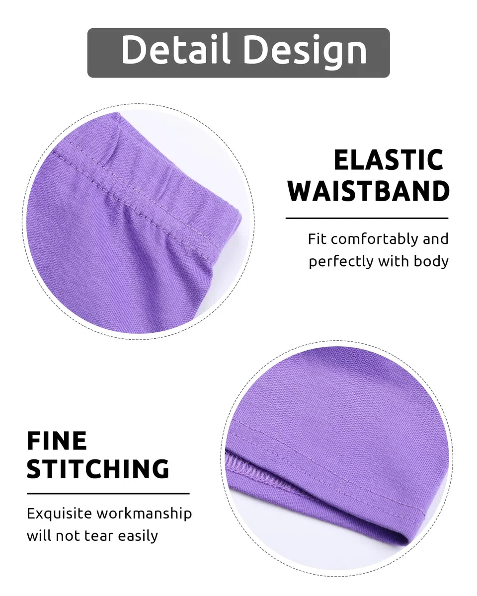 KEREDA 3er-Pack Radlerhose Mädchen Kurze Hose Kinder Shorts Leggings Baumwolle Sporthose Rosarot/Violett/Rosa 9-10 Jahre