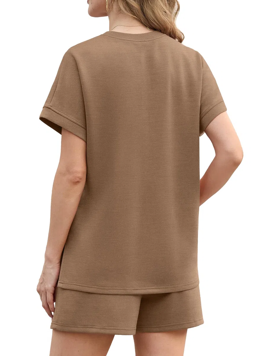 IWOLLENCE Hausanzug Damen Zweiteiler Sport Set Loungewear Damen Tracksuit mit Elastischem Bund und Taschen