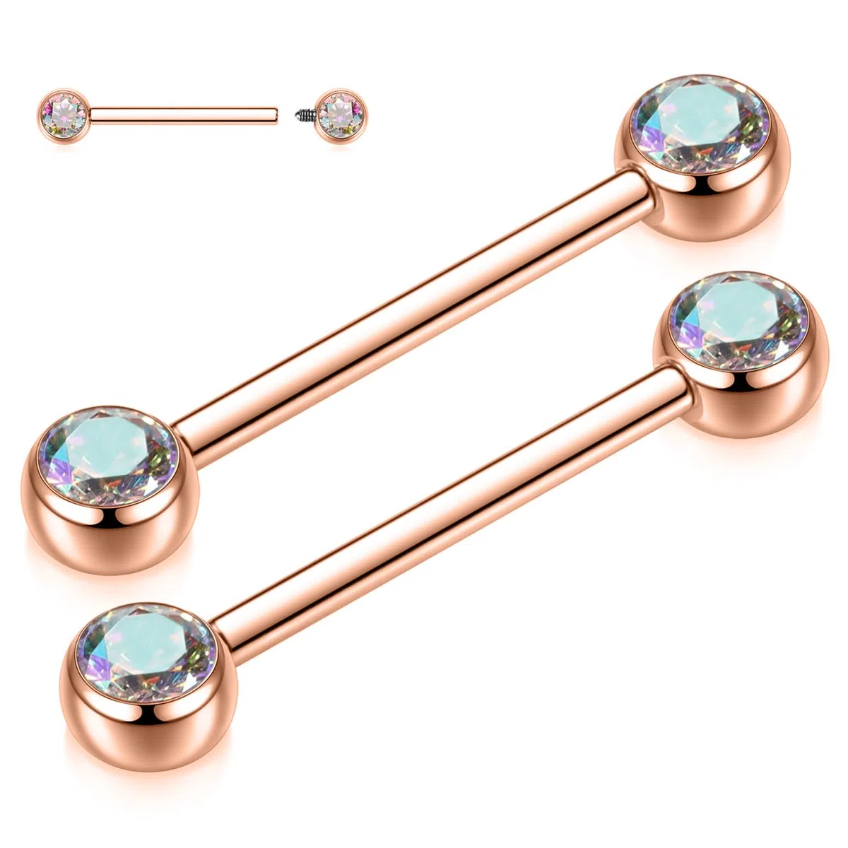 AROWRO 14G Zungenpiercing Brustwarzenstäbe Nippelpiercing Schmuck Titanium Zungenstege Nippelringe Innengewinde Zungenstegpiercing Flaches Rückenteil Brückenpiercing Schmuck