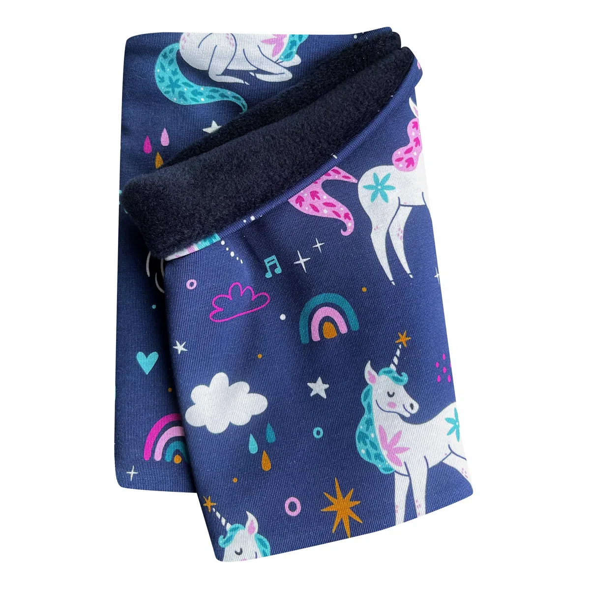 Wollhuhn Öko Mädchen/Jungen/Kinder Warmer Schlupfschal/Halstuch Innen Fleece Gefüttert Viele Motive Winter Übergangszeiten (aus Öko-Stoffen)