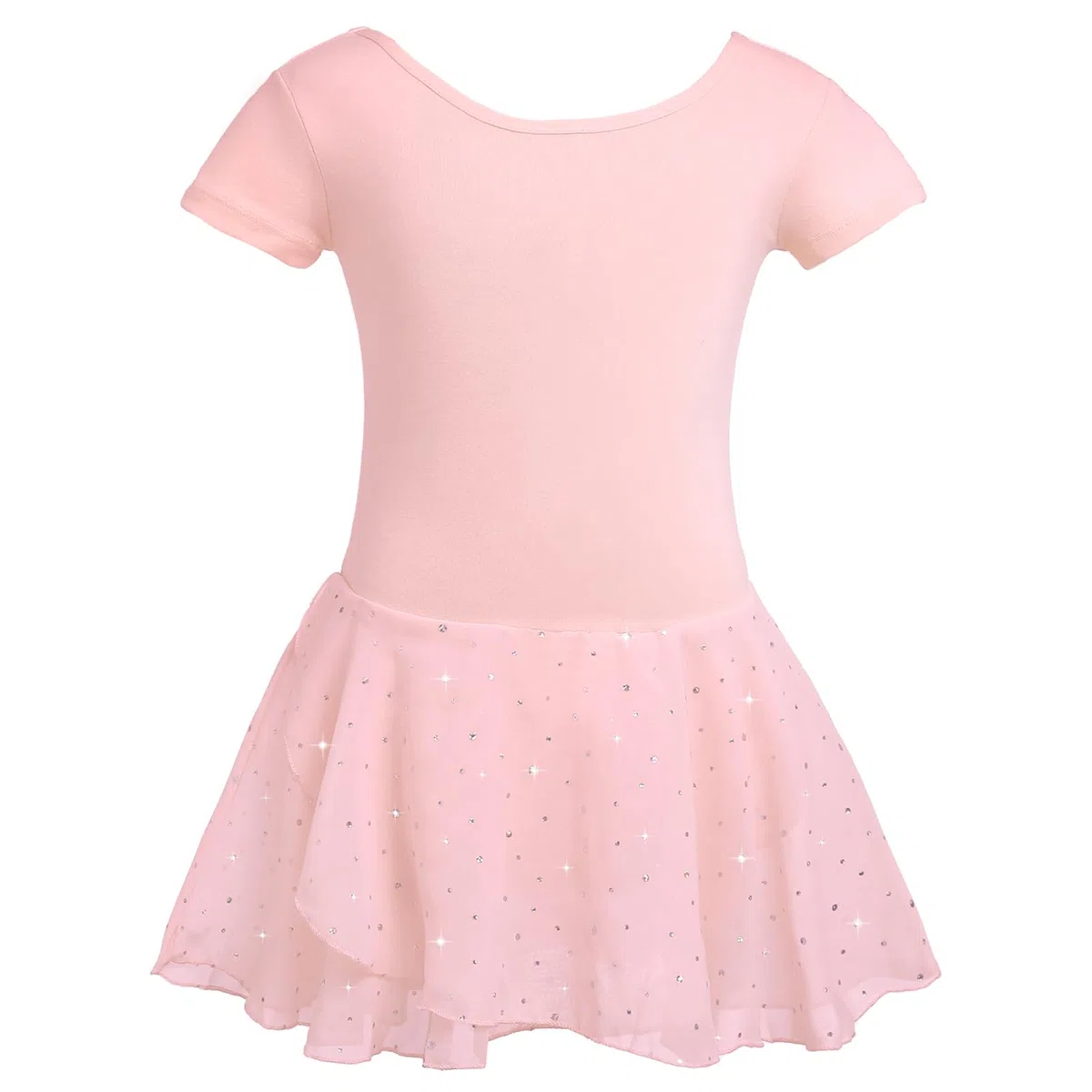Kinder Ballettkleidung Mädchen Ballettkleid Baumwolle Kurzarm Ballettanzug Mädchen Tanzkleid Balletttrikot mit Glitzerndes Chiffon Rock Tütü 2-11 Jahre