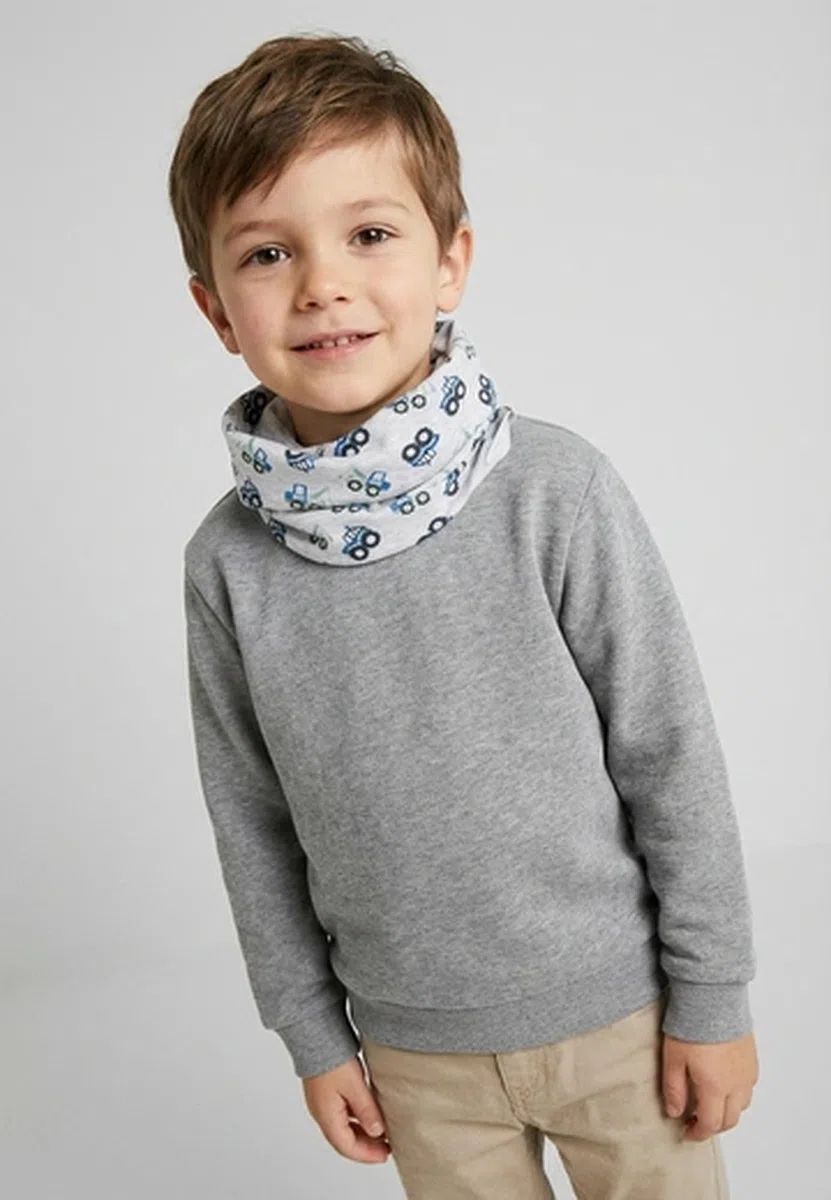 Sterntaler Schlauchschal Motiv Baustelle – Jungen Schlupfschal aus weichem Melange-Jersey mit Baustellenfahrzeug-Print, elastisch und pflegeleicht