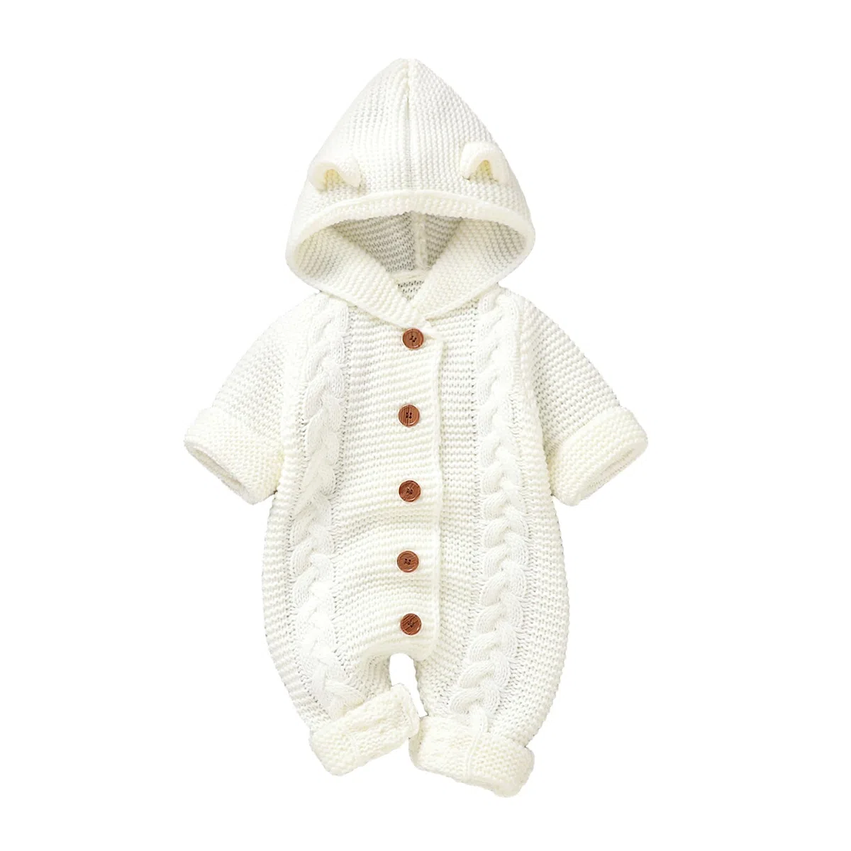 Haokaini Neugeborenes Baby Ohr Kapuze Gestrickte Strampler Overall Winter wärmer Schneeanzug für Jungen Mädchen