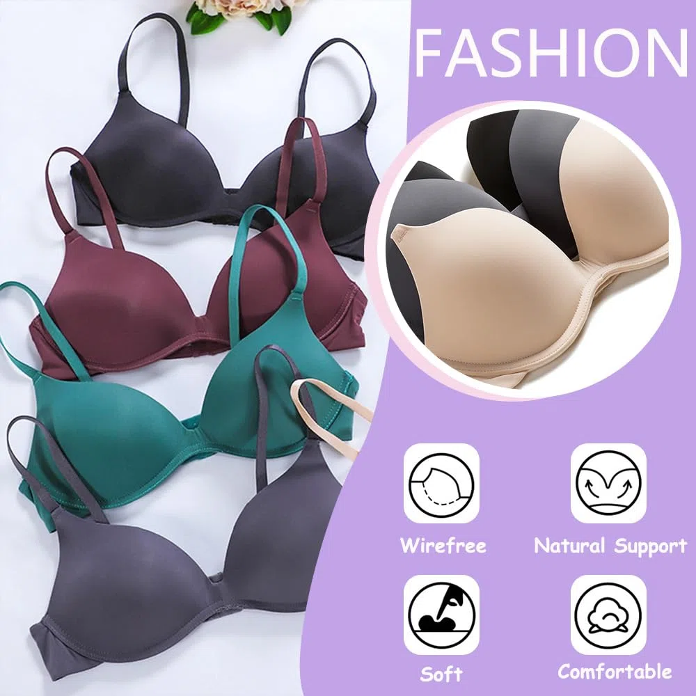 Teenager Mädchen BH Bralette Ohne Bügel Basic Nahtlos Unterwäsche T-Shirt-BHS für 12-18 Jahre Kinder und Damen - 3 Pack