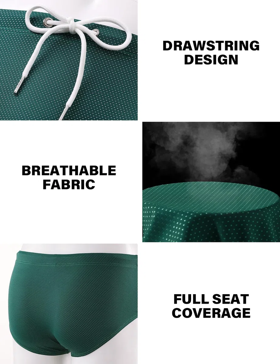 Herren Badeslip Eng Kurz mit Tunnelzug, Schnelltrocknend Elastische Badehose für Strand, Schwimmbad & Wassersport