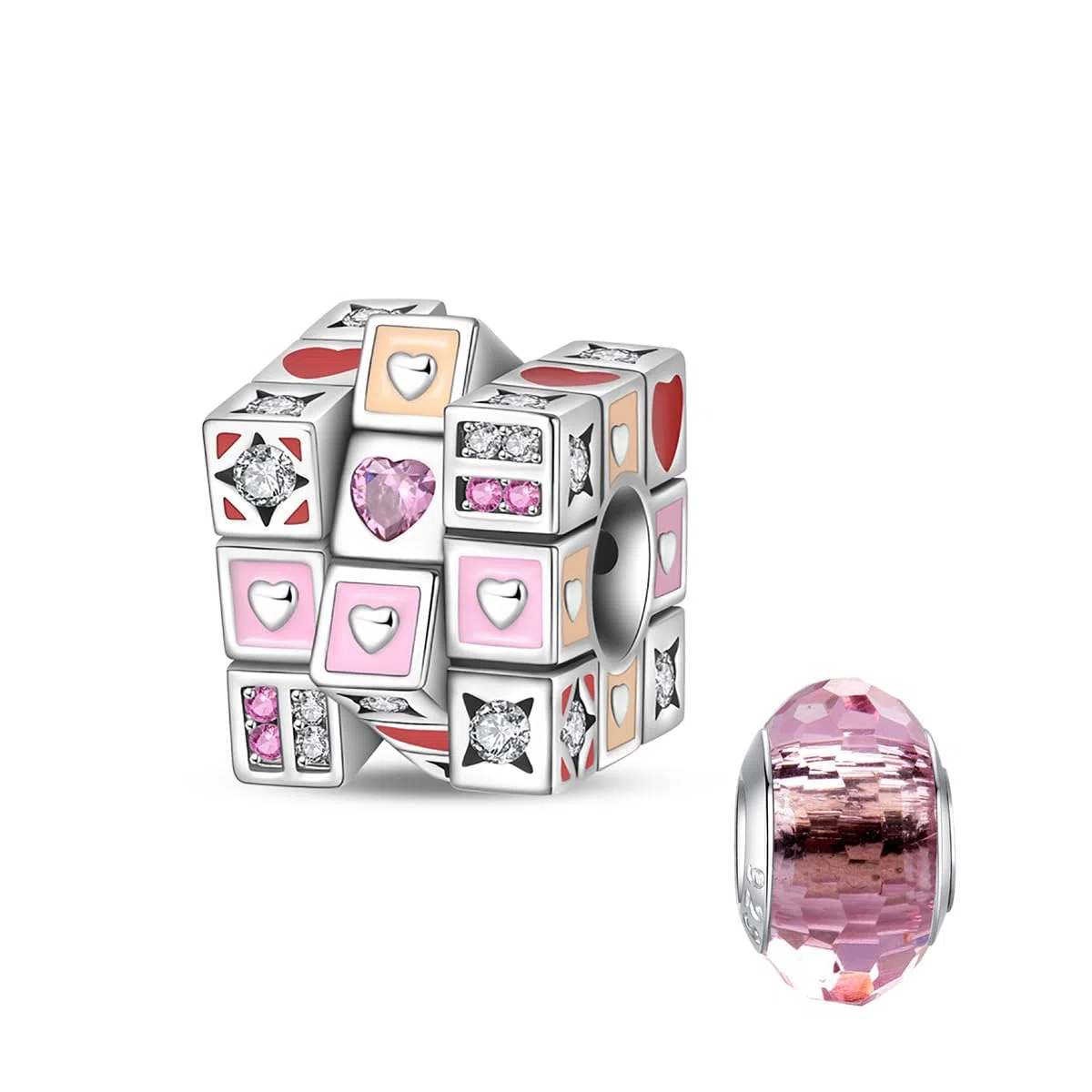 LNQOBU Silber 925 Charms Anhänger für Armbänder Kompatibel mit Pandora Europäischen Armbändern und Halskette （Mit Spacer Beads）
