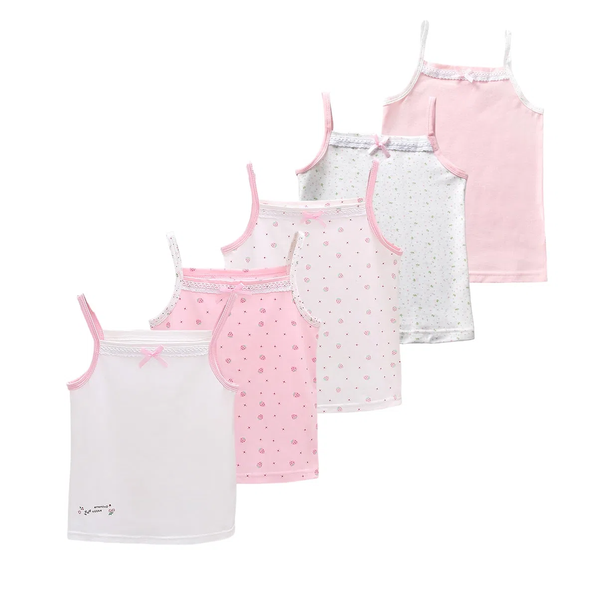 5er Pack Mädchen Cami Baumwollwesten Tank TopUnterwäsche Atmungsaktive Weiche Tagless Cami Kinder Unterhemden 2–10 Jahre,Multipack