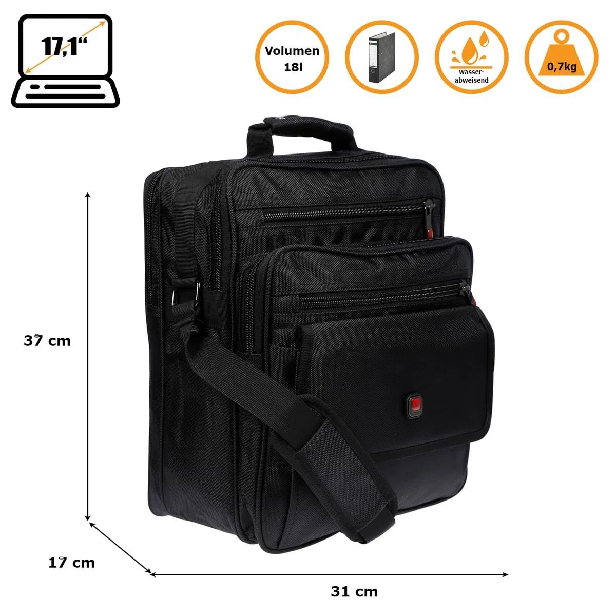 Christian Wippermann XXL Umhängetasche Flugbegleiter Herren Messenger Arbeitstasche Laptoptasche