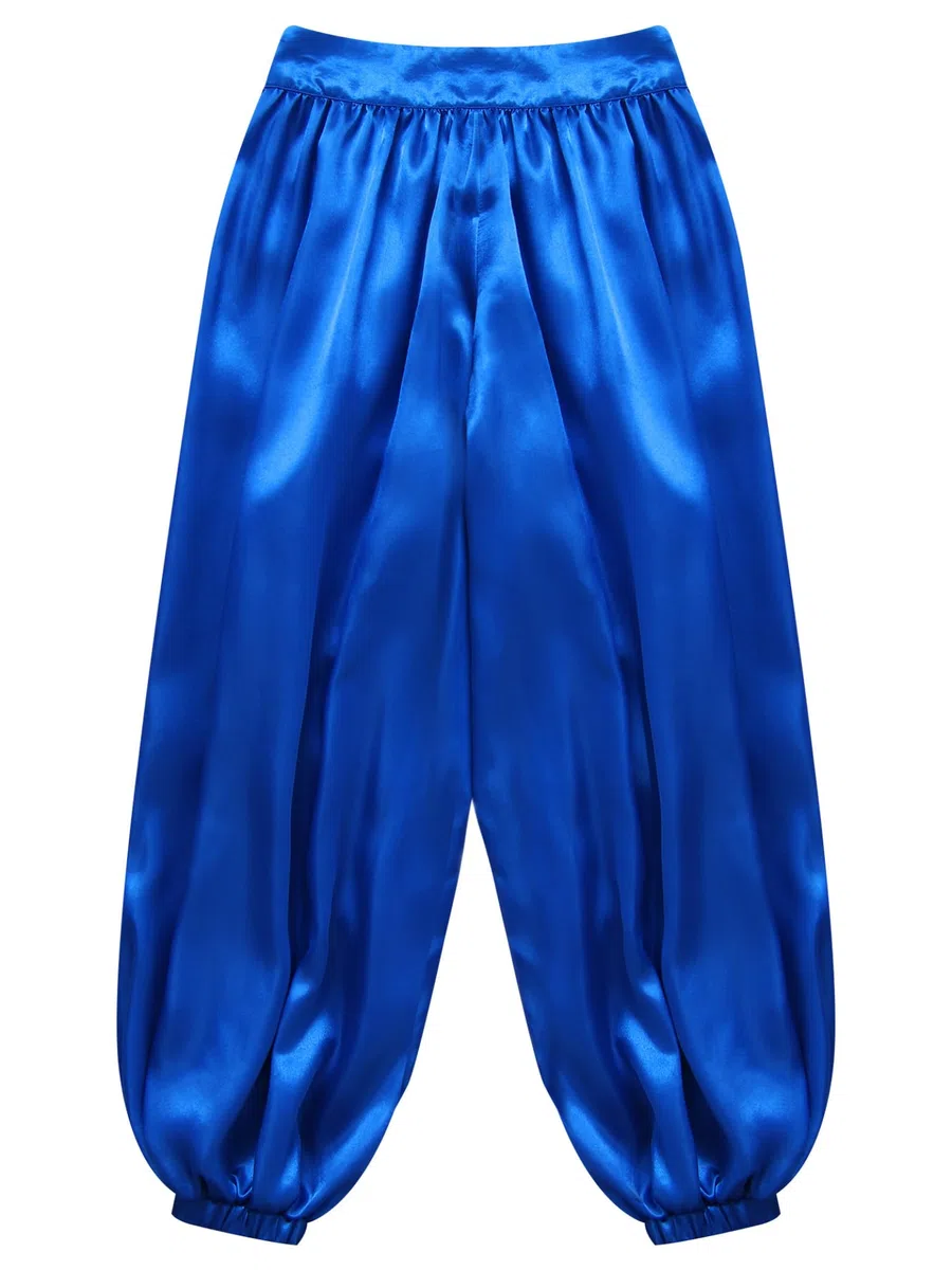 Sxiwei Aladinhose Mädchen Kinder Satin Tribal Arabisch Hose Lose Bauchtanz Pumphose Party Performance Kostüm
