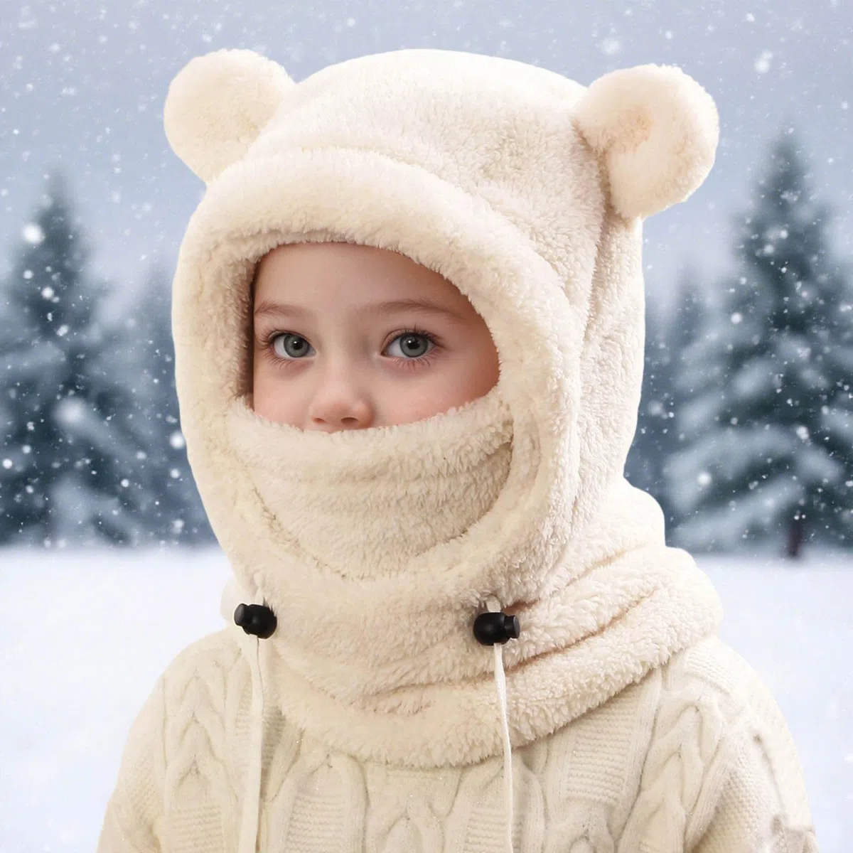 Schlupfmütze Kinder Winter - Thermo Fleece Sturmhaube Multifunktionale Winddichte Gesichtsmaske Skimaske Warme Strick Mütze Kapuze Halswärmer Schal Outdoor-Aktivitäten für Jungen Mädchen 3-10 Jahre