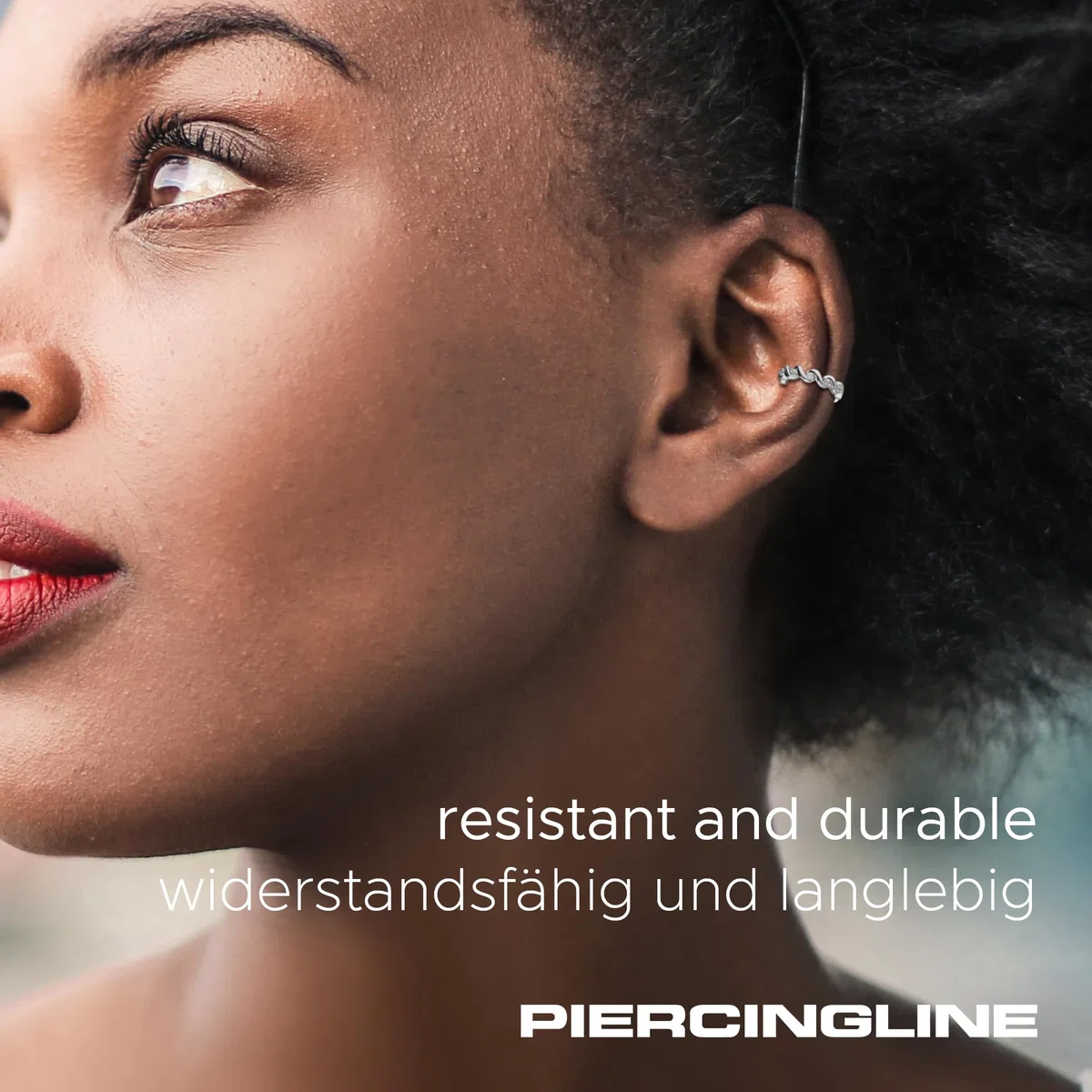 PIERCINGLINE Chirurgenstahl Fake Ohrring Ohrklemme Ear Cuff GEFLOCHTEN + EINGEFASSTE KRISTALLE 4 stylischen Farben