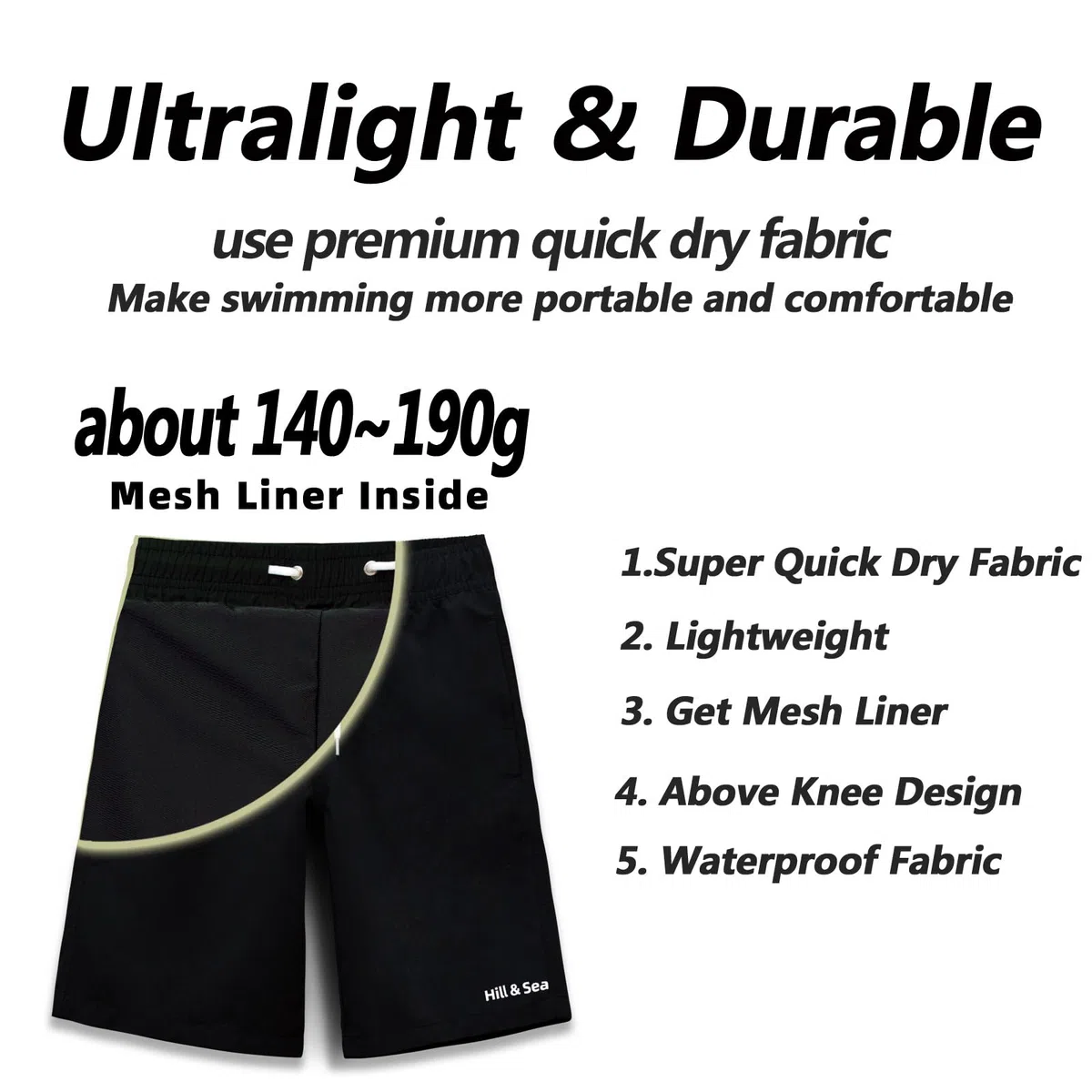 MEILONGER Badehose Jungen 2 in 1 Badeshorts Kinder Schnelltrocknend Boardshorts Bademode Schwimmhosen mit Kompression Innenhose Verstellbare Tunnelzug