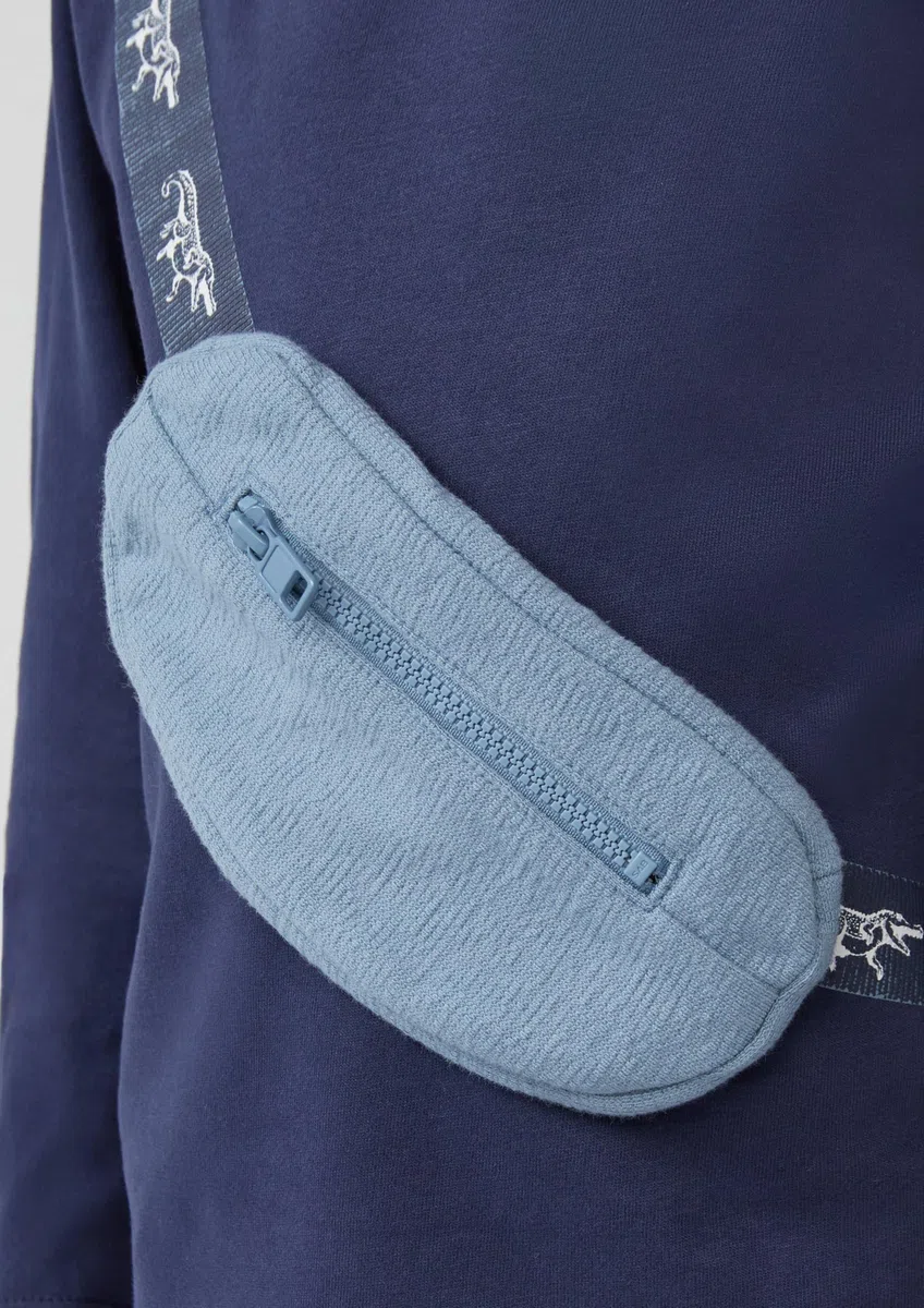 Jersey-Longsleeve mit aufgesetzter Reißverschlusstasche tiefblau 140