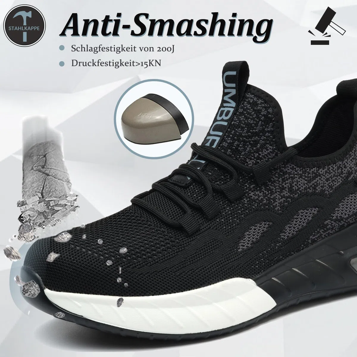 Sicherheitsschuhe Damen Leicht Sportlich Arbeitsschuhe Herren Atmungsaktiv Stahlkappenschuhe rutschfest Schutzschuhe mit Stahlkappe