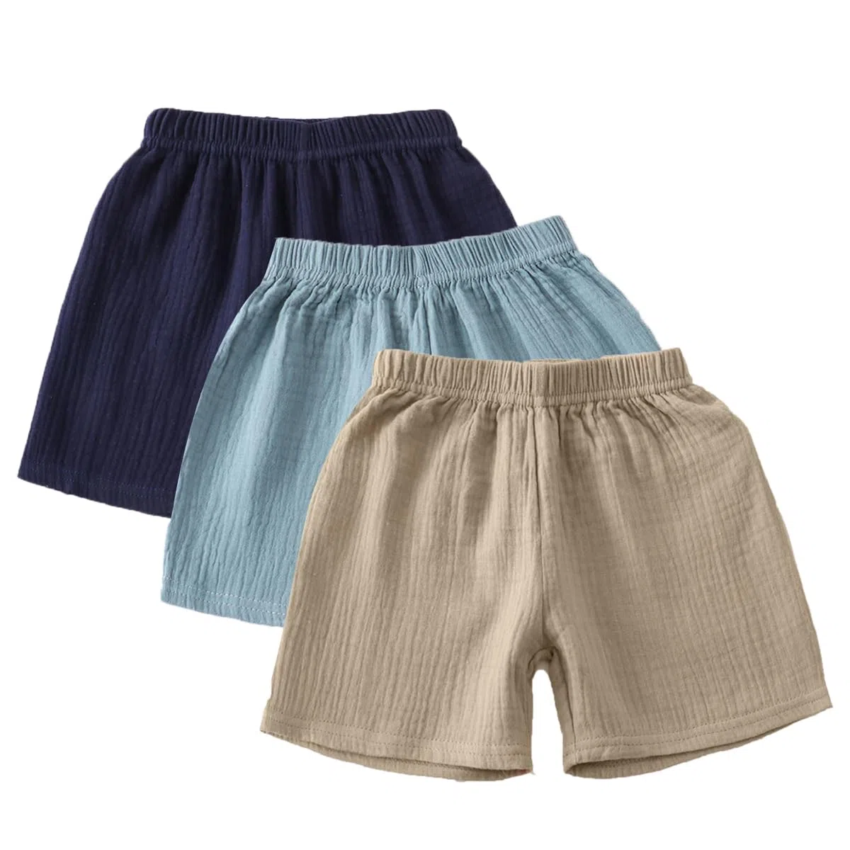 Baby Jungen Mädchen Musselin Kurz Hosen Gr. 68/74/80/86/92, 3er Kinder Baumwolle Leinen Sommer Shorts 98/104 Einfarbige Lässige Kurze Hosen Bermuda 110/116/122