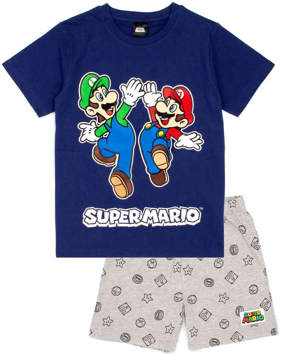 Super Mario Nintendo Pyjamas Jungen Kinder Luigi Blau oder Rot Kurze PJs