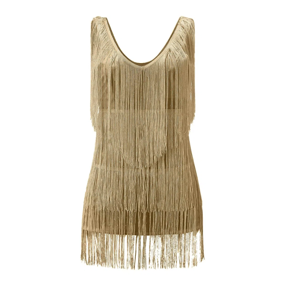 20er Jahre Kleid Damen Pailletten Fransenkleid Spaghettiträger Sexy Kurz Latein Tanzkleid
