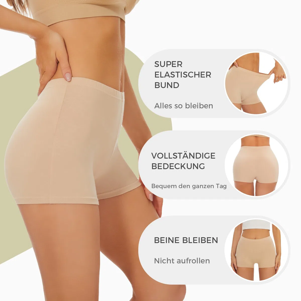 SIHOHAN Boxershorts Damen Baumwolle Radlerhose Damen Kurz für Kleid Bauchweg Unterhosen Nahtlos Unterziehhose Doppelter Schritt Panties