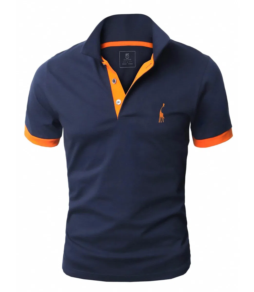 GLESTORE Poloshirt Herren Männer Hemd Herren Kurzarm Giraffe Stickerei T-Shirt Sommer Golf