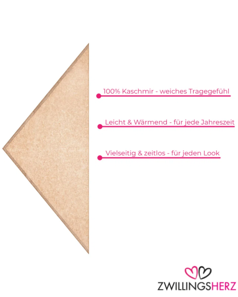 Zwillingsherz Damen Halstuch 100% Kaschmir Schal weiches Kaschmirtuch Schultertuch Umschlagtuch edles leichtes Kaschmir Halstuch Premium Damenschal