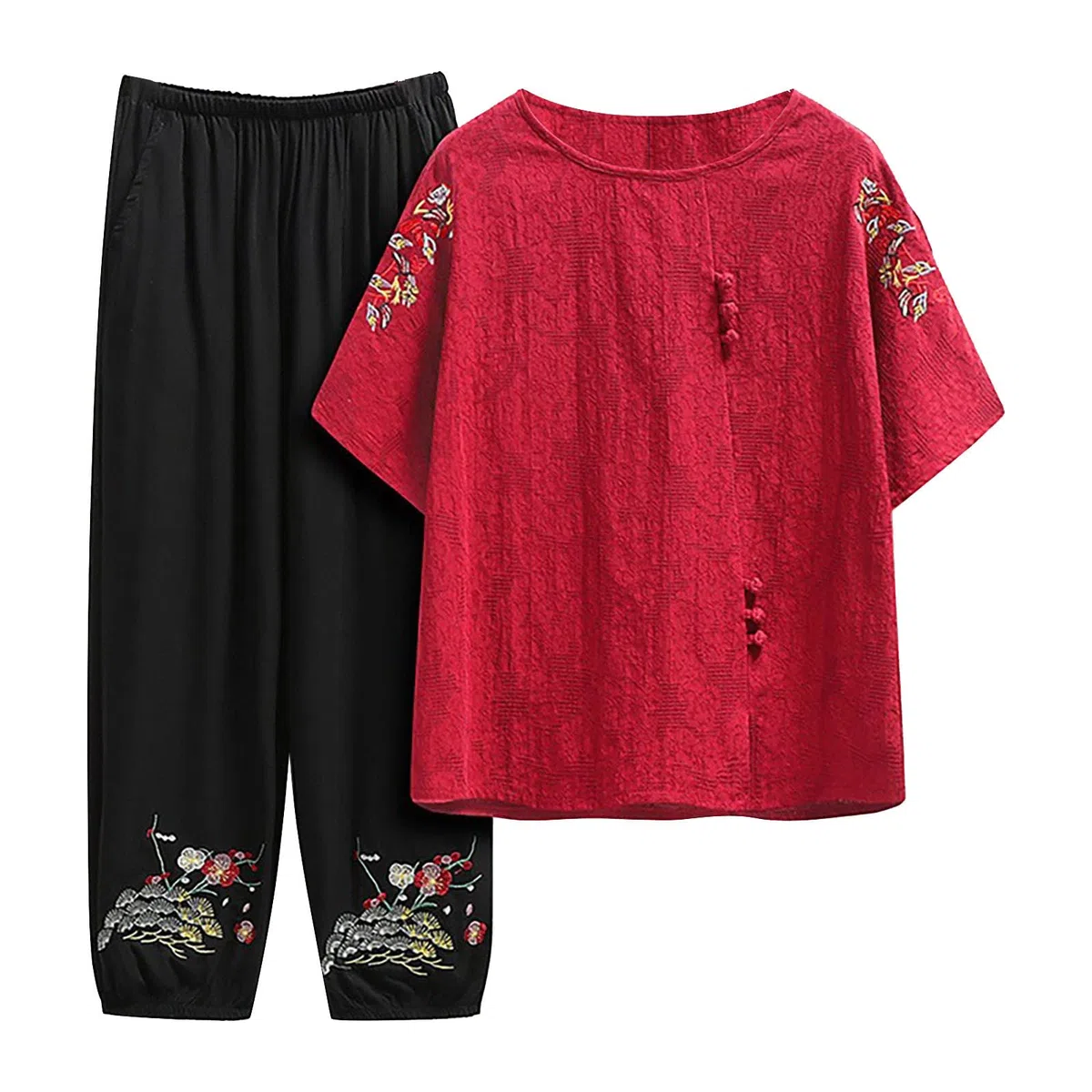 Zweiteiler Damen Sommer Leinen Trainingsanzug Set 2 Teiler Freizeitanzug Tracksuit Lounge Oberteil Und Hose Hosenanzug Elegant Jogginganzug Casual Outfit Hausanzug