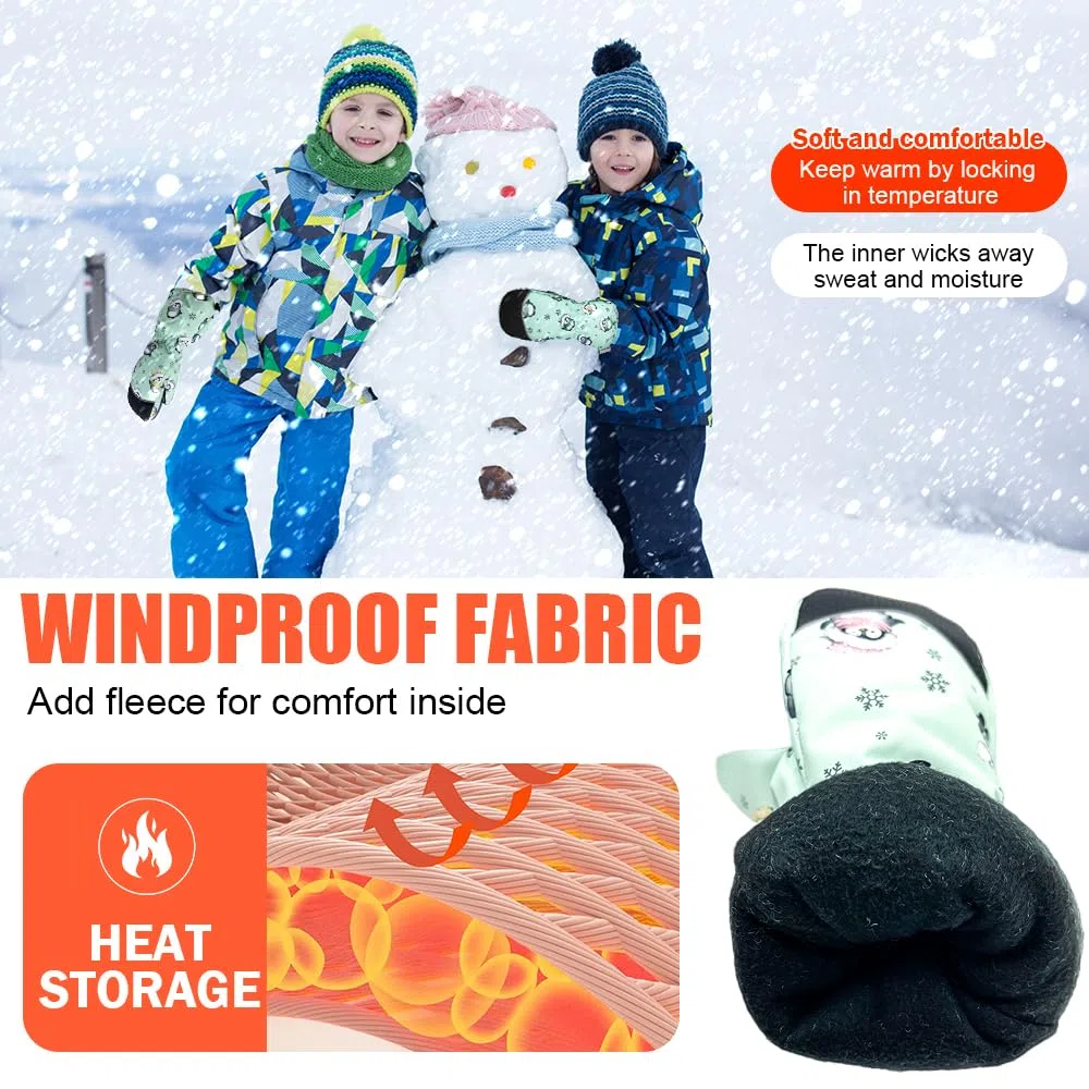 Skihandschuhe Kinder Wasserdicht, Winterhandschuhe Kinder Fleece Verdickt, Kinderhandschuhe Winter Warm, Thermohandschuhe Outdoor Sport Handschuhe Junge Mädchen Kalt Wetter