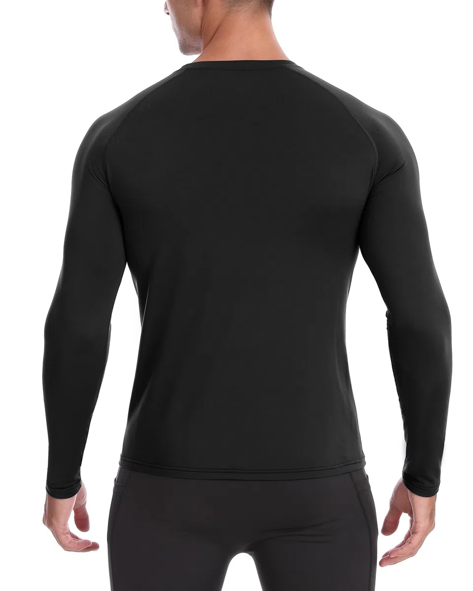 Roadbox 1-2er Pack Herren Thermo Kompressionsshirt Langarm Innenfleece | Warmes, atmungsaktives Funktionsunterhemd，Bietet flexible Muskelunterstützung für Winterlauf, Skifahren und Outdoor-Arbeit.