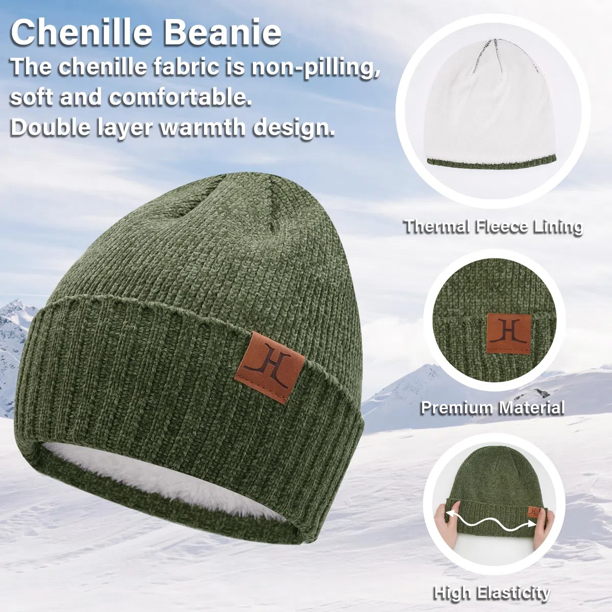 ZASFOU Damen Herren Winter Mütze Schal Touchscreen Handschuhe Set Thermo Chenille Beanie Wintermütze Loop Schal Schlauchschal Winterhandschuhe Geschenk für Männer Frauen