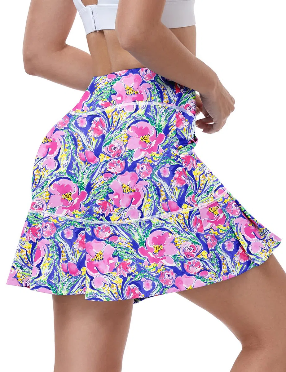 WOWENY Sportrock Damen mit Hose Tennisrock mädchen Hohe Taille Sportskort Hosenrock mit Tasche kurz Sommer Minirock für Fitness Workout Running Hockey