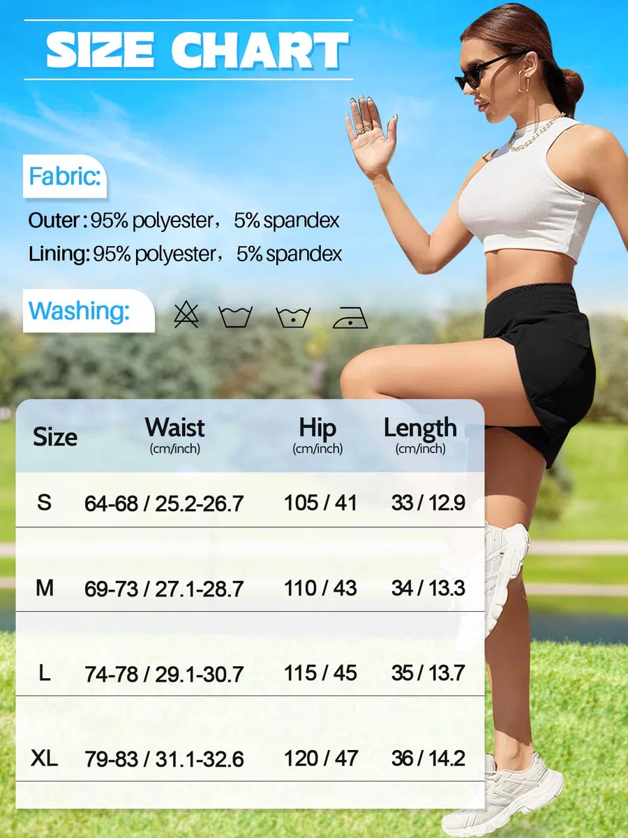 Sport Shorts Damen Sommer Laufshorts Damen 2 in 1 Kurze Sporthose High Waist Laufhose Schnelltrocknende Running Shorts Trainingshose mit Tasche