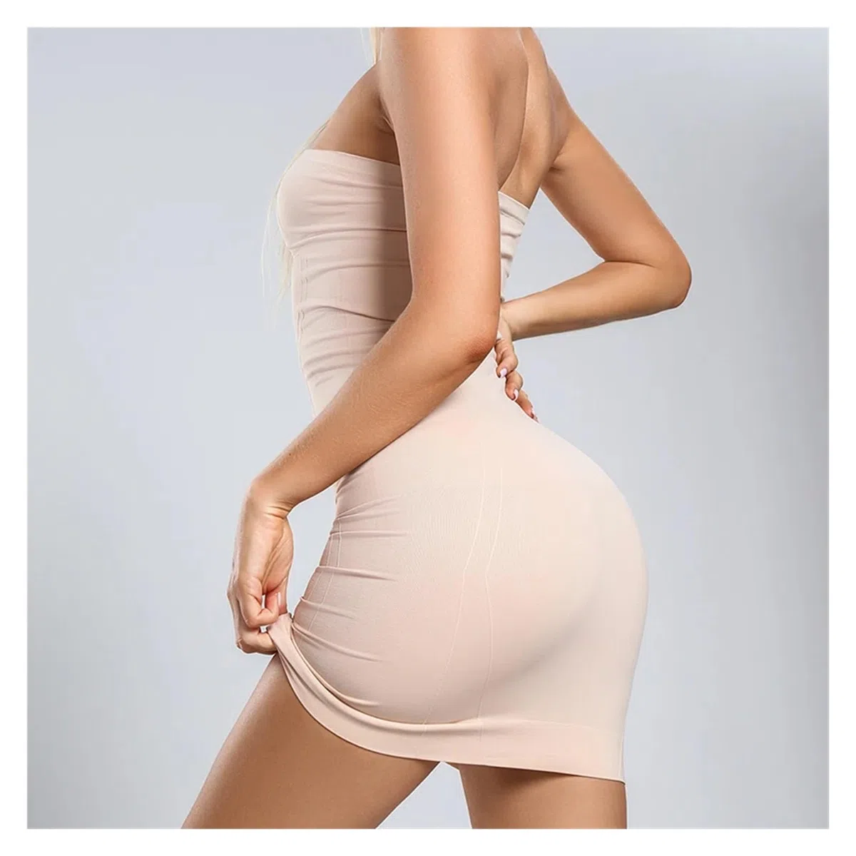 Shapewear Kleid Trägerloser Shapewear-Body Shaper for Frauen, Bauchkontrolle, voller Slip, Shapewear unter dem Kleid(L)