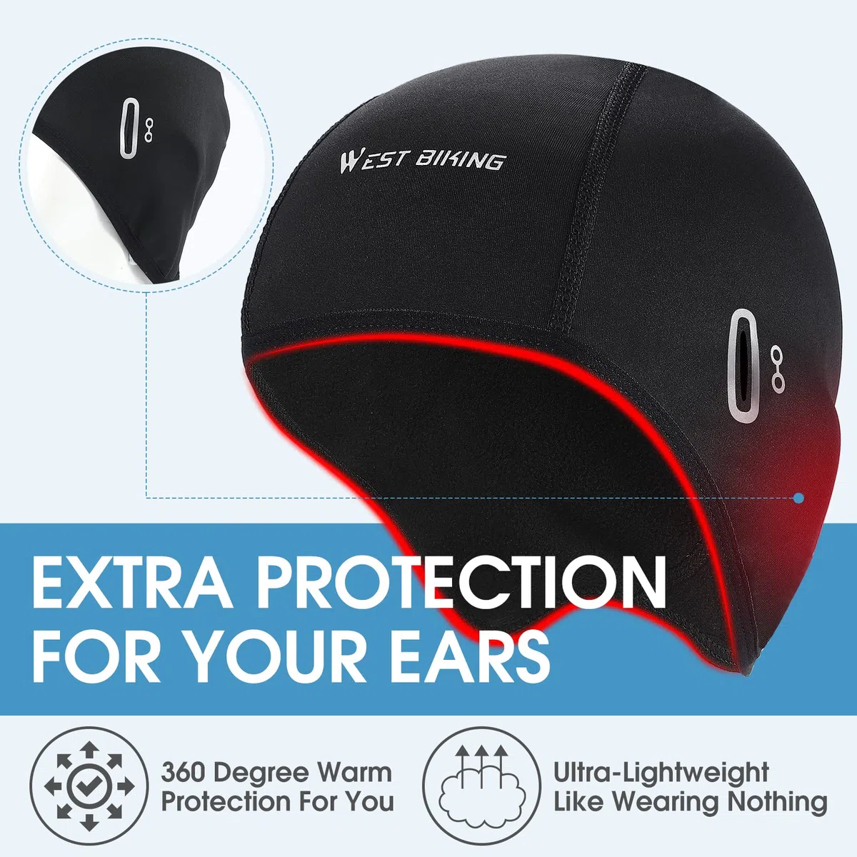 ICOCOPRO Fahrrad Mütze Helm-Unterziehmütze Herren/Damen | Bike Warm Cap | Winddichte Warm Wintermütze | Sport Mütze für Radfahren Skifahren Laufen Snowboarden Outdoor